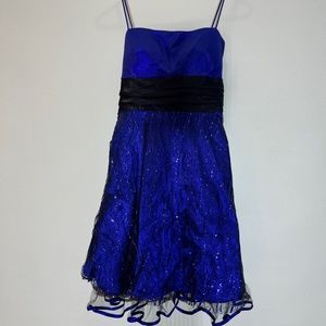 Sparkly Black and Blue Short Dress Size 9/10